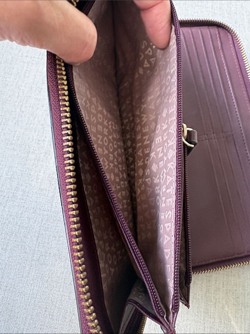 Kate Spade New York Deep Plum (Eggplant) Saffiano Leather Zip Around Wallet - Picture 6 of 9